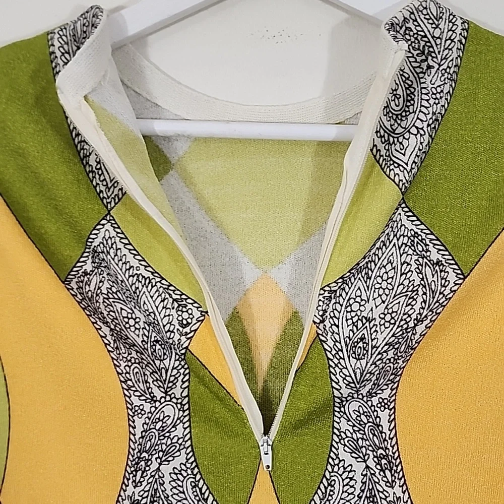 Paisley print bright long sleeve Union Made Vintage top size M - Picture 11 of 12
